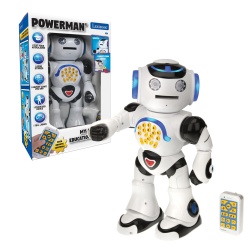 LEXIBOOK Powerman - Remote Control Walking Talking Toy Robot, Dances, Sings, Reads Stories, Math Quiz, Shooting Discs, and Voice Mimicking, for kids 4+ - ROB50EN